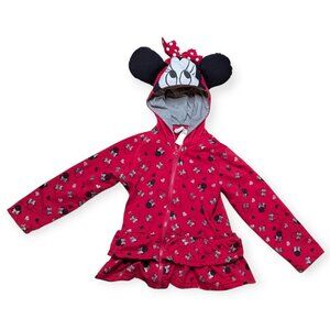 Disney Red Minnie Mouse Zip Front Jacket with Hood Ears Size 5